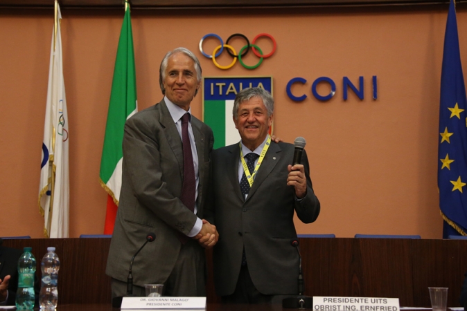 Il Presidente del CONI Giovanni Malagò e il Presidente UITS Obrist ing. Ernfried