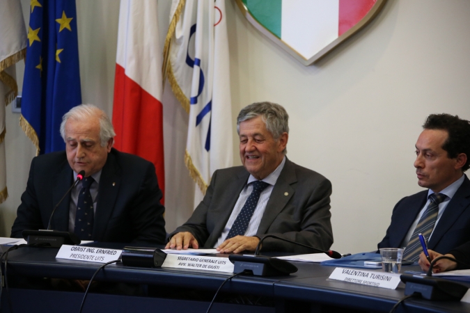 Il Segretario Generale del CONI dott. Roberto Fabbricini, il Presidente UITS Obrist ing. Ernfried e il Segretario Generale UITS Walter De Giusti